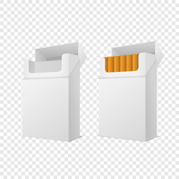 矢量现实封闭和打开清晰空白空和香烟包装盒设置隔离透明背景。设计模板。采购产品烟雾问题概念，烟草，香烟模型。侧视图图片下载