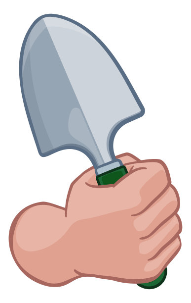 园丁农民手握拳头铲卡通图片下载