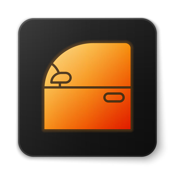 橙色发光的霓虹灯车门图标隔离图片下载