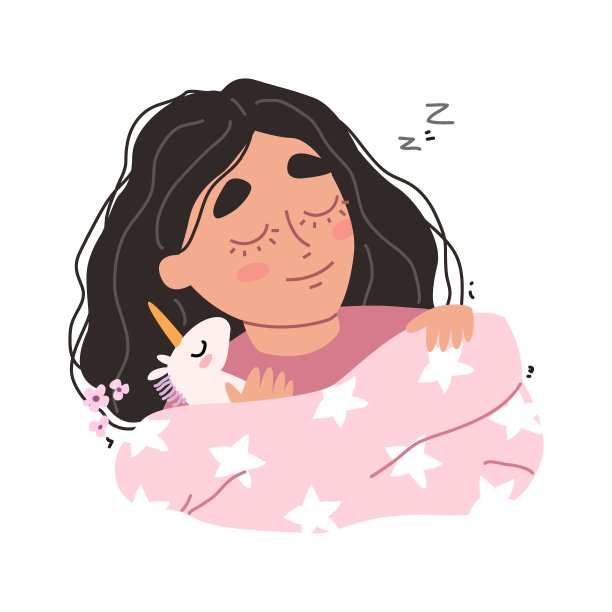 可爱的小女孩睡在她的床上图片下载