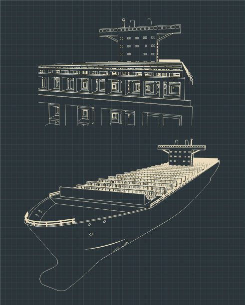 大型集装箱船设计图图片下载