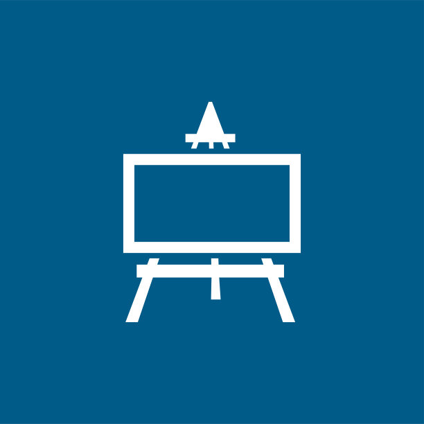 画架图标上的蓝色背景。蓝色平面风格矢量插图图片下载