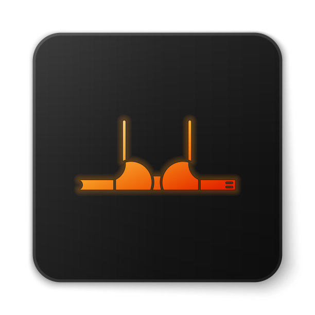 橙色发光霓虹胸罩图标孤立在白色图片下载