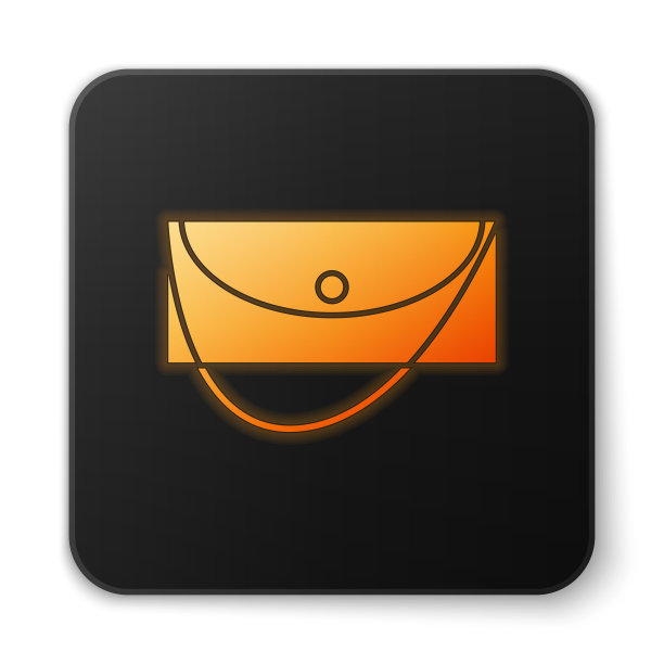 橙色发光的霓虹灯手包图标孤立图片下载