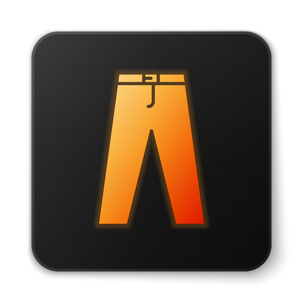 橙色发光霓虹裤子图标孤立在白色图片下载