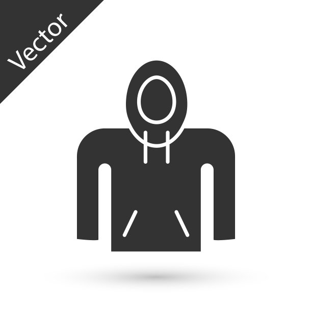 灰色帽衫图标孤立的白色背景图片下载