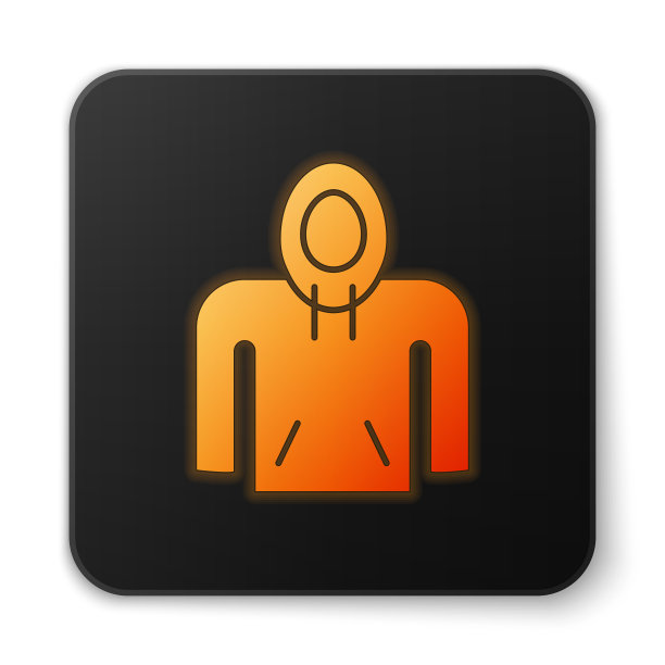 橙色发光的霓虹帽衫图标孤立在白色图片下载