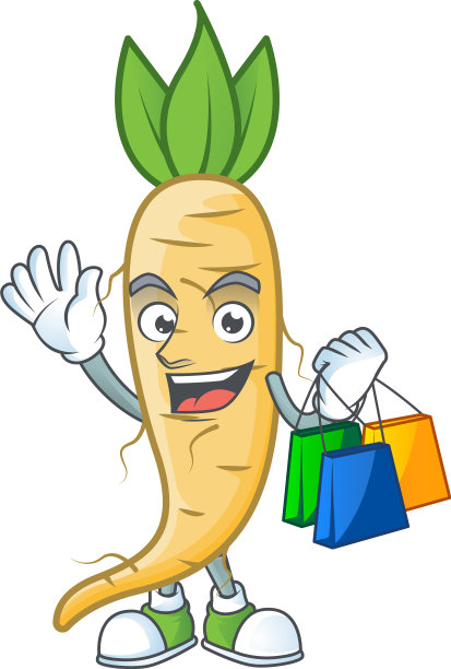 欢快的salsify吉祥物挥舞着，拿着图片下载