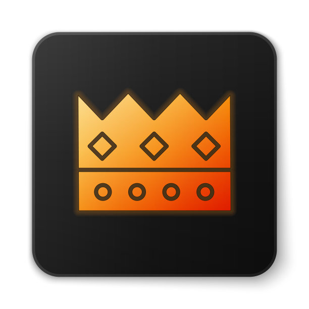 橙色发光的霓虹王冠图标孤立上图片下载