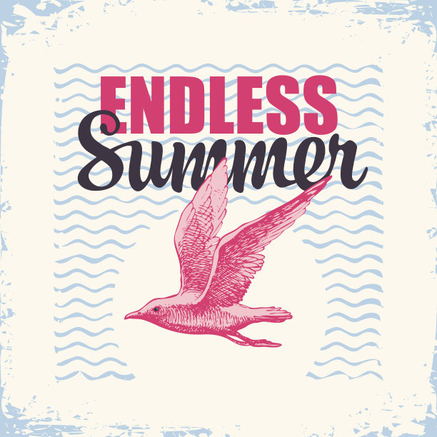 带着海鸥的旅行旗帜和无尽的夏日阳光图片下载