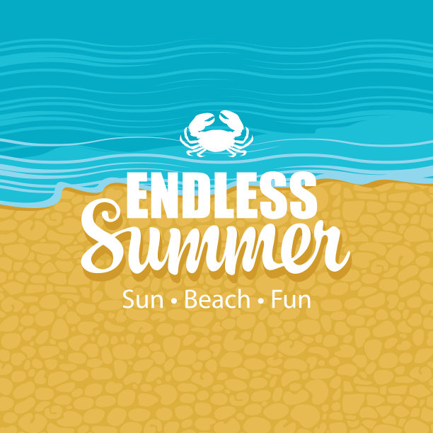 带题字和螃蟹的夏季旅游横幅图片下载