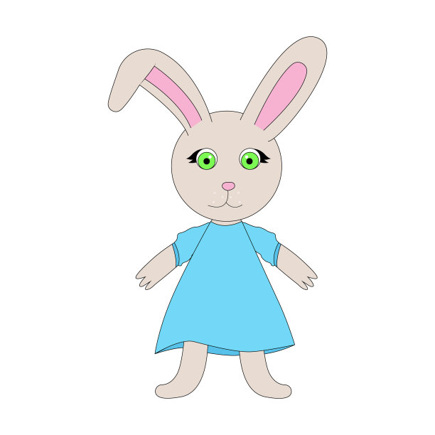 可爱的卡通兔子在小兔子女孩快乐图片下载