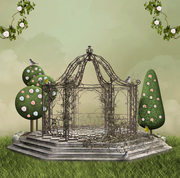 超现实主义花园在春天的背景图片下载