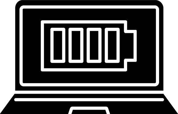 充满电的笔记本电脑电池字形图标图片下载