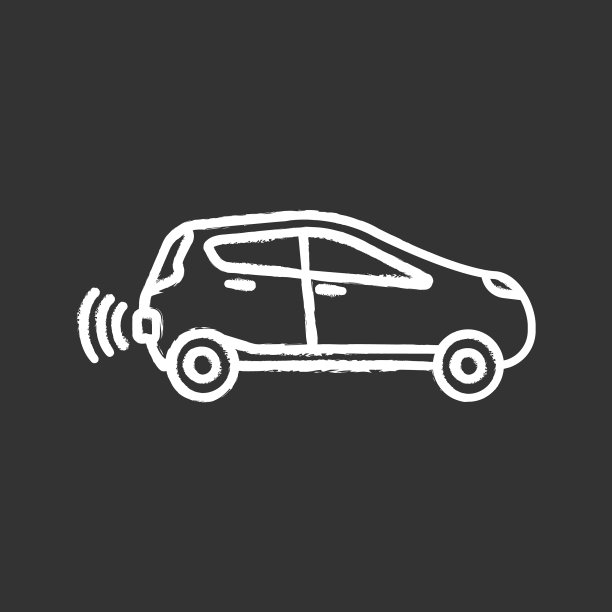 智能汽车在侧视图粉笔图标图片下载