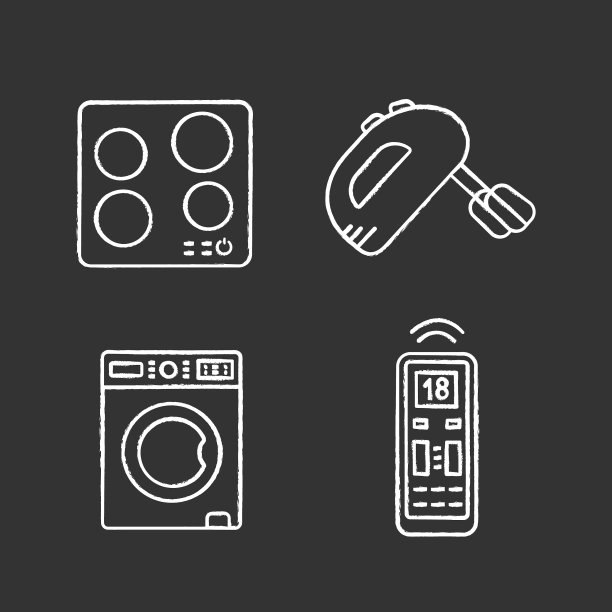 家用电器粉笔图标集图片下载