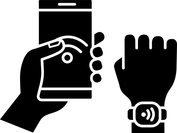 NFC手镯连接到智能手机字形图标图片下载