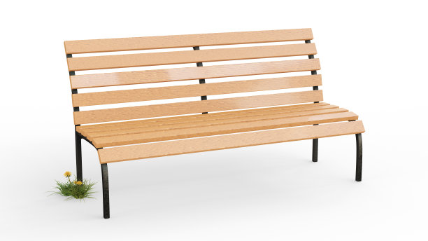 白色背景上的一条木凳图片下载