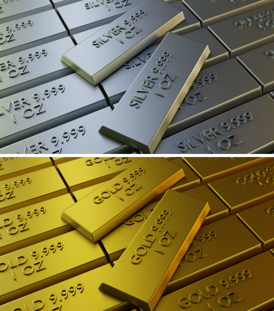 金银条(3D渲染)图片下载