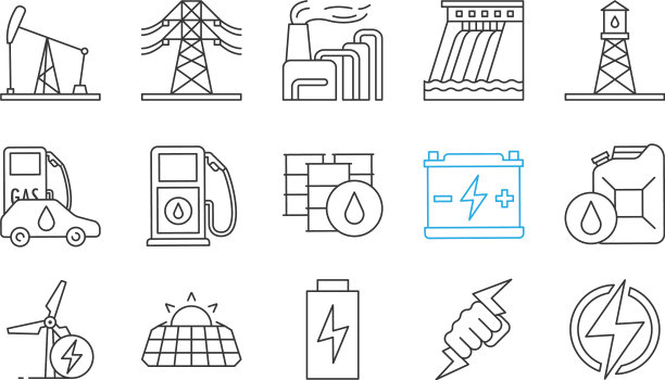 电能线性图标集图片下载