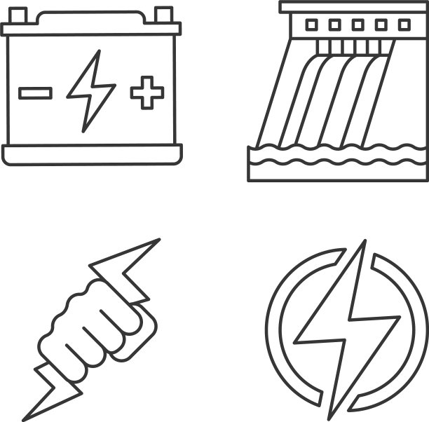 电能线性图标集图片下载