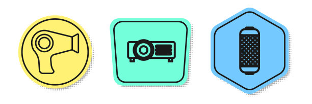 设定线吹风机呈现电影胶片图片下载