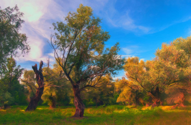 石油山水画图片下载