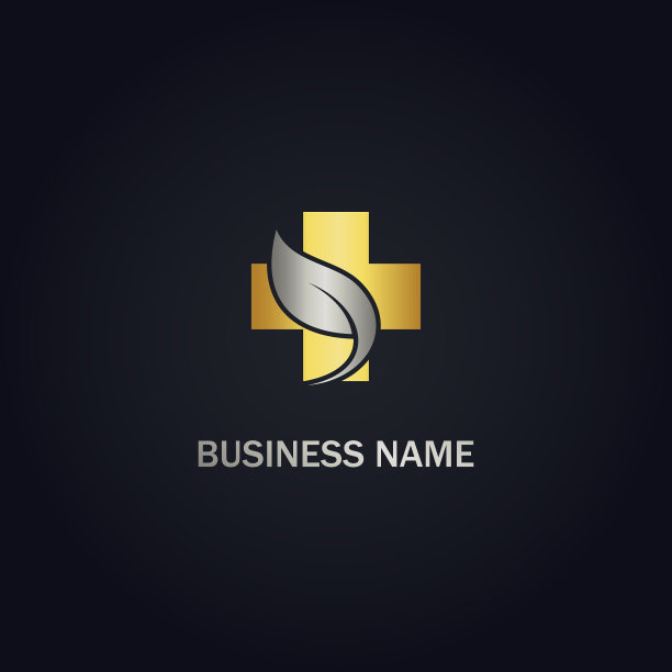 十字医疗生态叶金色标志图片下载