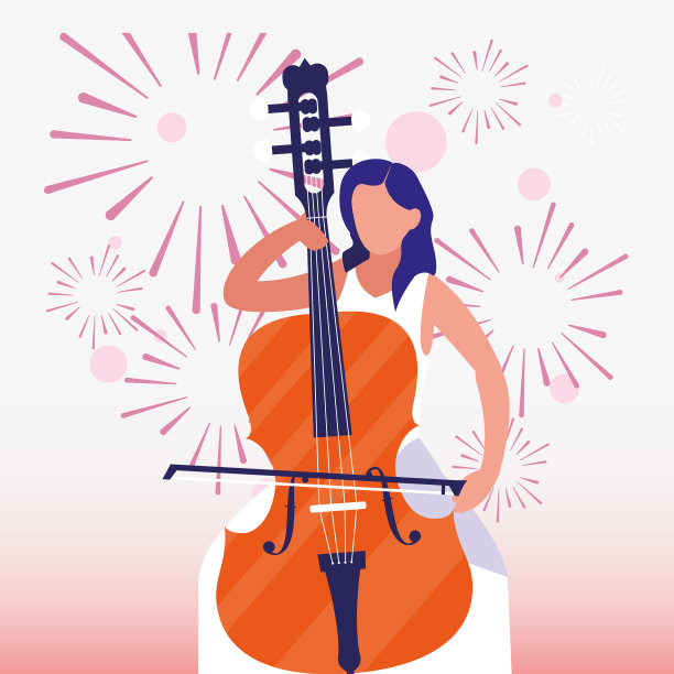 女音乐家与大提琴音乐节图片下载