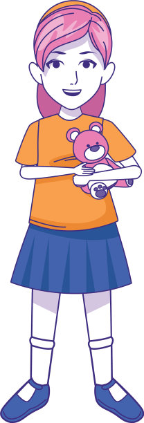 女孩与泰迪熊图标彩色设计图片下载