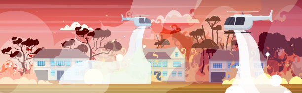 直升机扑灭危险的森林大火图片下载