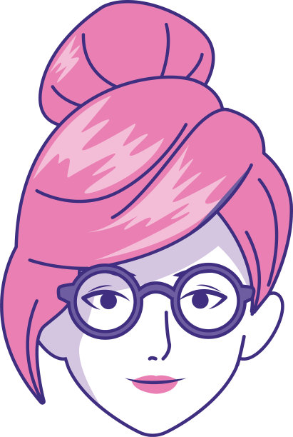 酷女人与眼镜图标平面设计图片下载