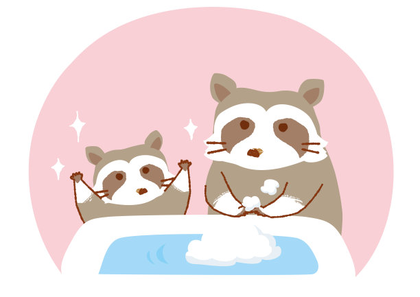 浣熊洗手的矢量图图片下载