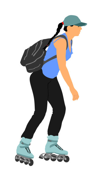 轮滑女孩在公园溜冰运动女子孤立图片下载
