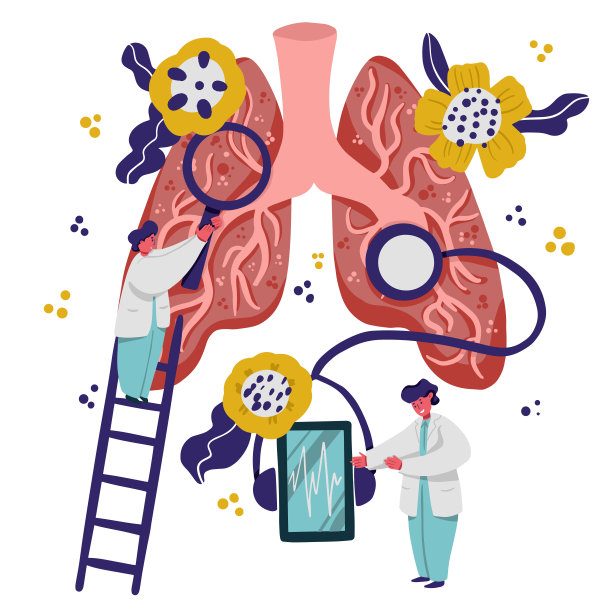 肺学。肺呼吸系统检查，肺结核诊断。肺炎、冠状病毒病和肺癌病媒医学概念。图片下载