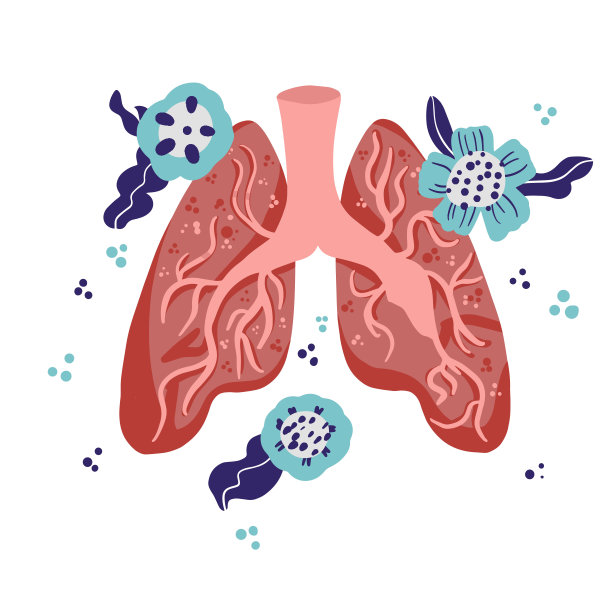 病媒健康肺上花。肺医学标签插图、肺医学广告、肺科门诊海报或横幅、呼吸系统健康网站或文章设计。图片下载