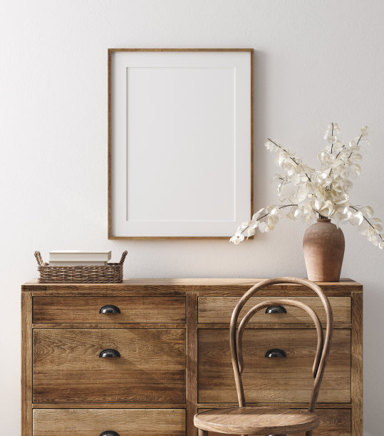 农舍客厅内部的模型框架图片下载