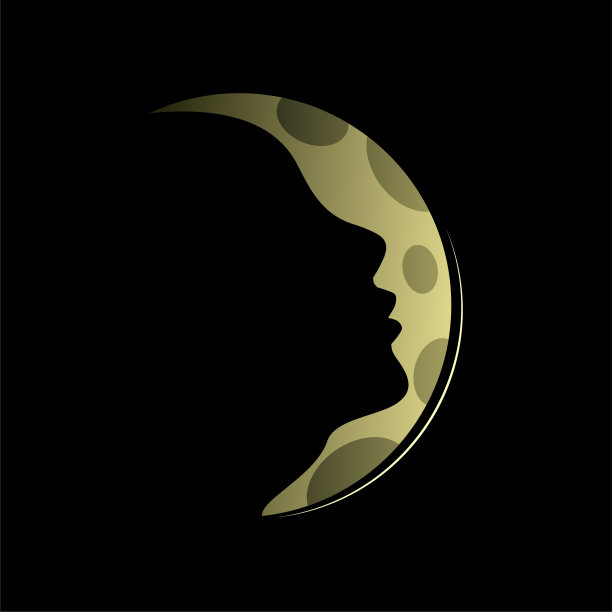 月亮的象征与女人的脸。图片下载