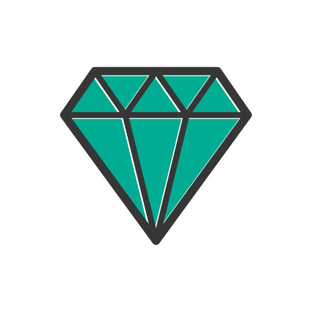 钻石图标在时尚的平面风格图片下载