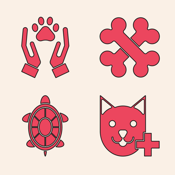 设兽医诊所符号手与动物图片下载