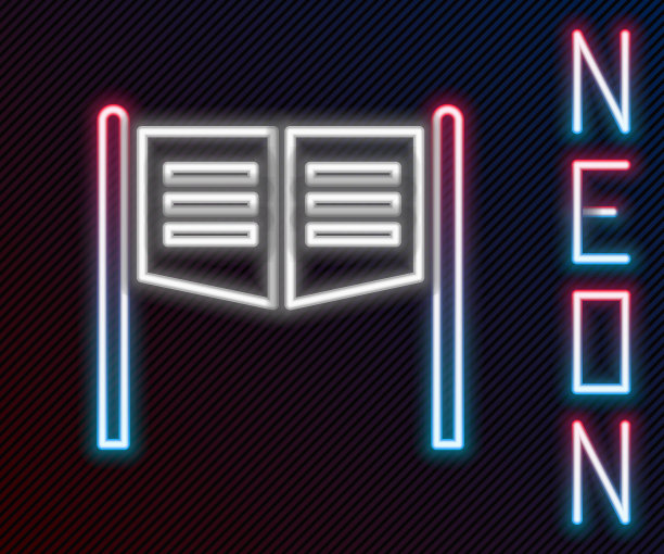 发光的霓虹灯线老西方摆动沙龙门图标孤立在黑色背景。色彩斑斓的轮廓的概念。矢量图图片下载