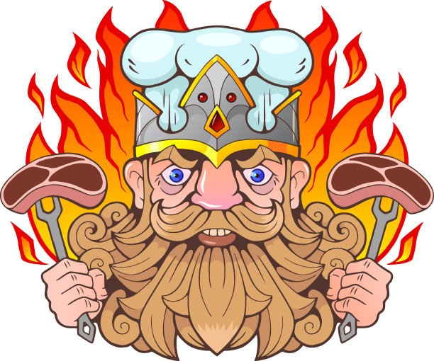 有趣的烧烤王，有趣的插图，标志图片下载