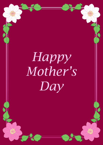 母亲节快乐-深红色矢量贺卡图片下载