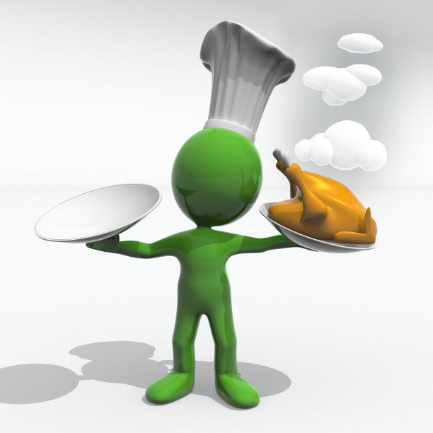 厨师正在用上菜盘上菜图片下载