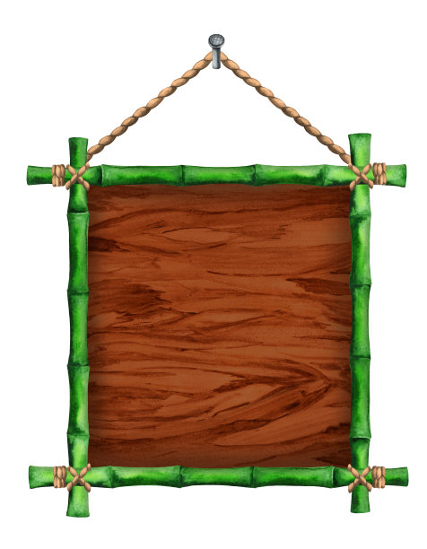 水彩木板竹框图片下载