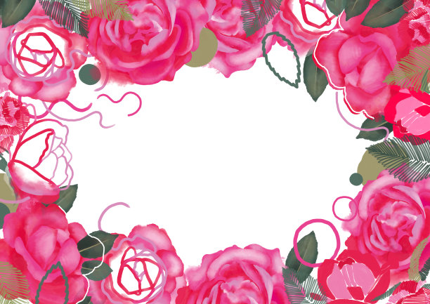 充满活力的花卉设计的数字玫瑰绘制在混合技术图片下载