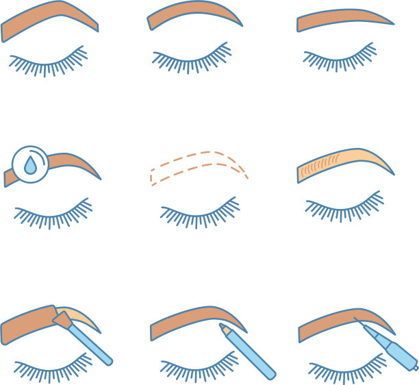 眉毛塑造颜色图标集图片下载