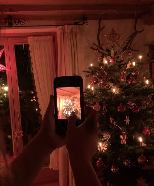用手机拍下圣诞树的照片，图片下载