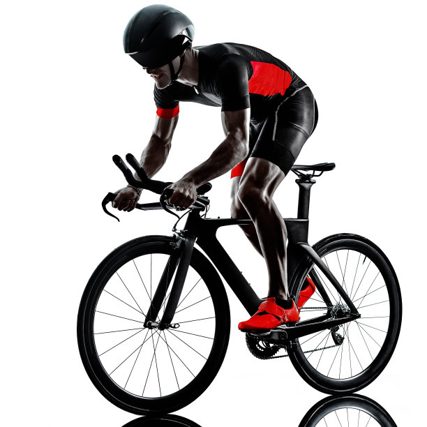铁人三项自行车自行车剪影孤立的白色背景图片下载