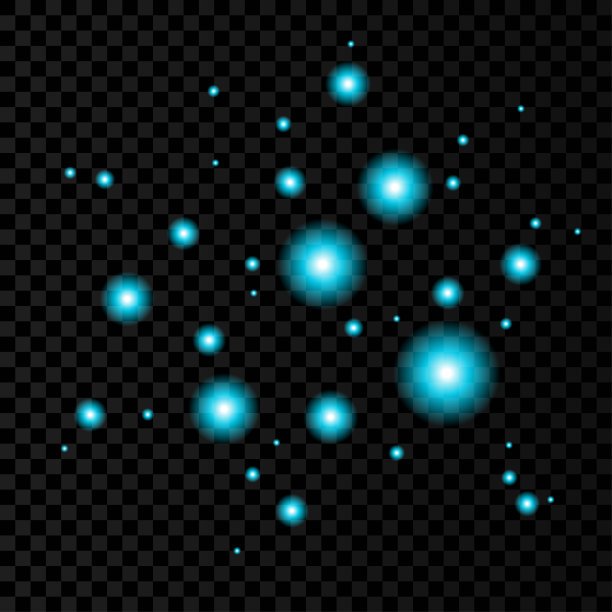 蓝色氖气圈灯光效果在黑色透明上。图片下载